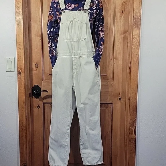 Cream Denim Overalls - Picture 2 of 16